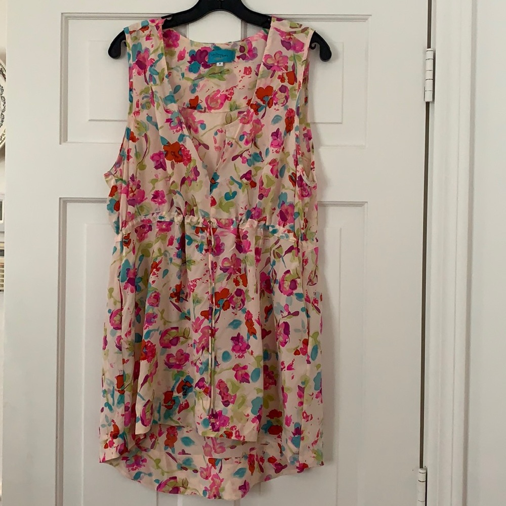 Whitley Kros Floral Silk Tie Waist Dress